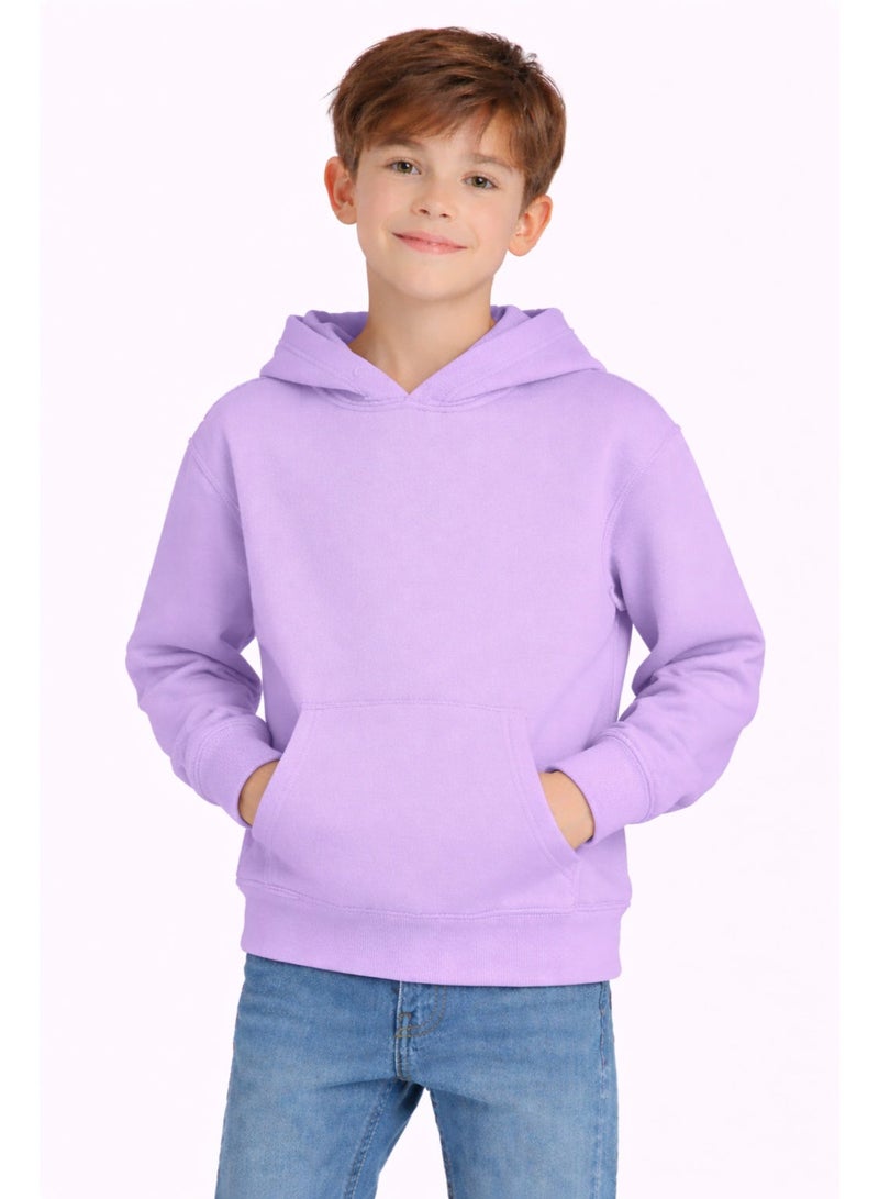 Premium Apparel Kids Lilac Regular-Fit Hoodie – Unisex Pullover Sweatshirt for Boys & Girls, Casual Everyday Wear - Image 2